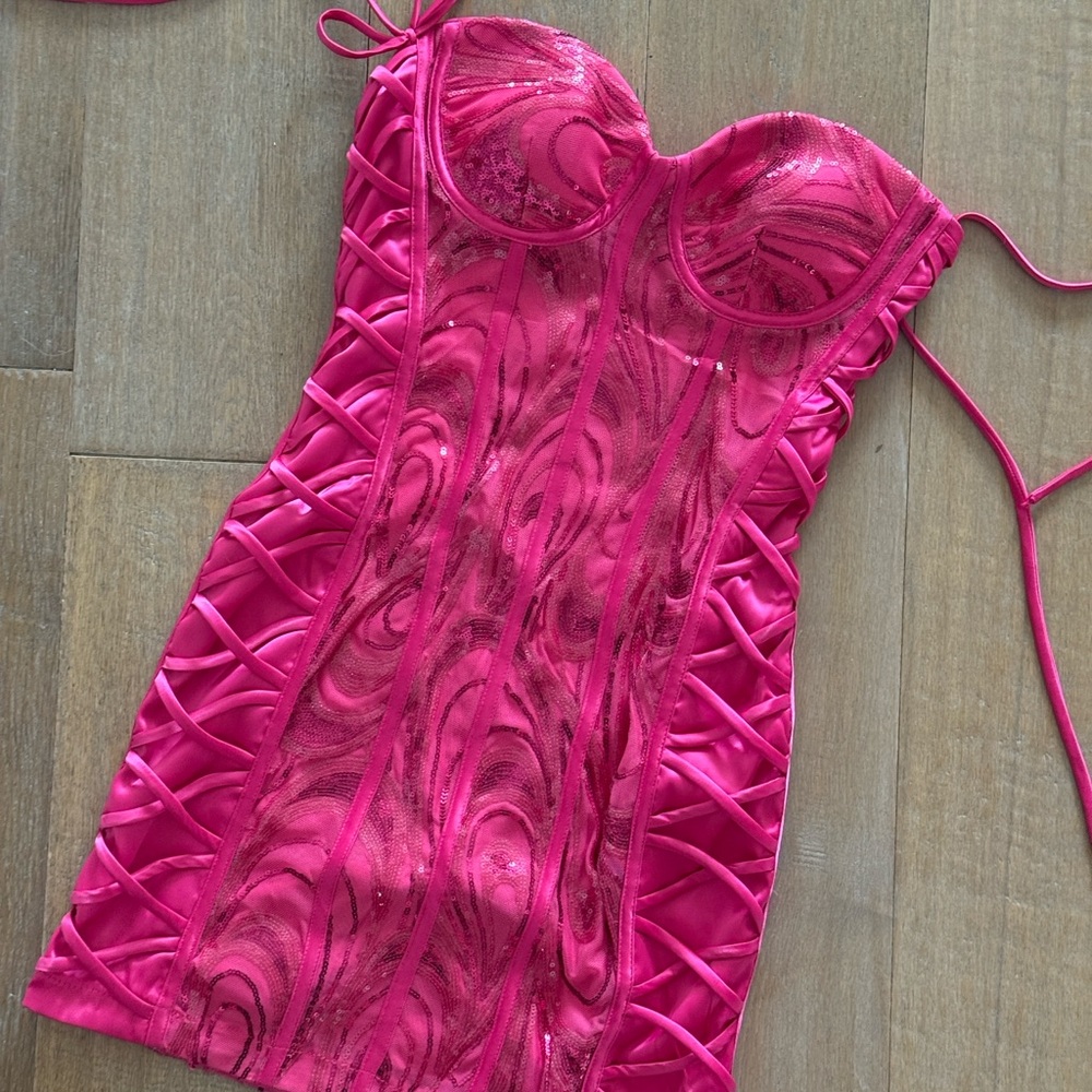 Lulu's Bright Pink Sequin Dress